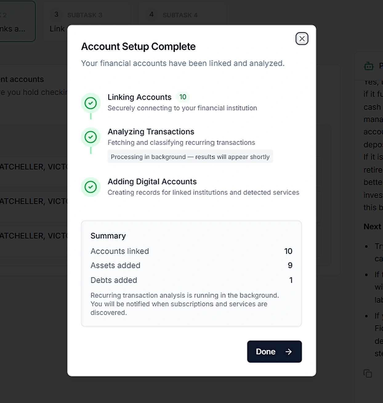 Linked accounts reviewed and analyzed in Josda
